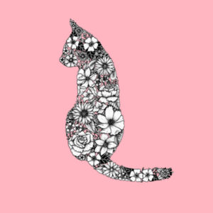 Floral Cat Maple Tee Design