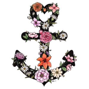 Floral Anchor Tea Towel  Design