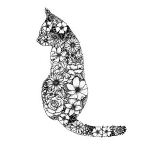 Floral Cat Tea Towel  Design