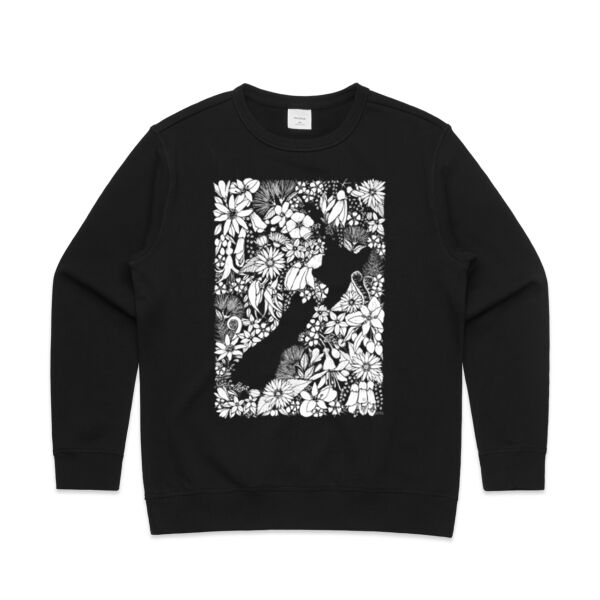 Monochrome Sea of Flowers Women's Crew Thumbnail