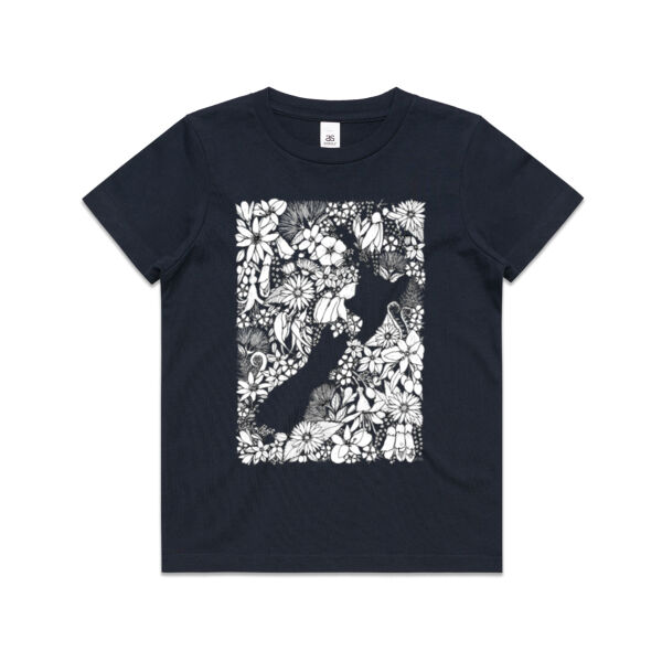 Monochrome Sea of Flowers Kid's Tee Thumbnail