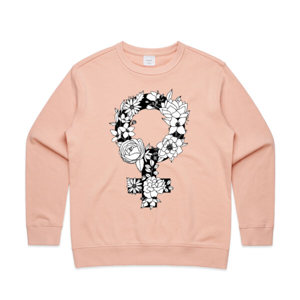 Monochrome Woman in Bloom Women's Crew Thumbnail